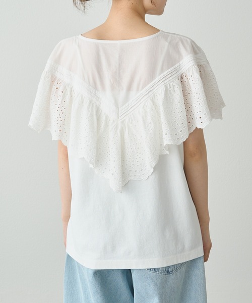 tシャツ スカラップレースドッキングTシャツ レディース セール】スカラップレースドッキングTシャツ（Tシャツ