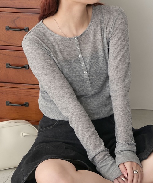 BONLECILL（ボンルシール）の「シアーテレコヘンリーネックプル