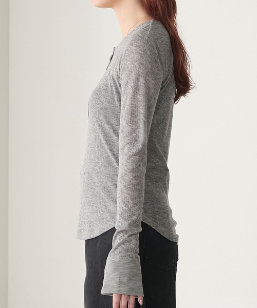 BONLECILL(ボンルシール)の「シアーテレコヘンリーネックプルオーバー(Tシャツ/カットソー・レディース・ボルドー/ブラック/アイボリー/杢グレー・FREE)」の14枚目の写真