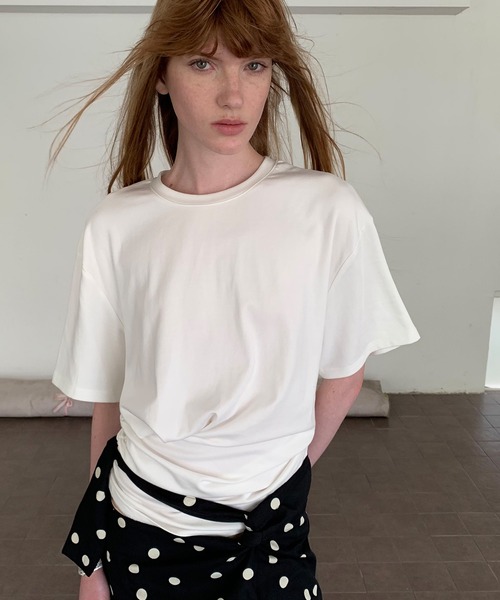 LONSLAN（ロンスラン）の「【LONSLAN】ツイストヘムTシャツ LONW25s062（Tシャツ/カットソー・レディース・ホワイト/ブラック・M）」の12枚目の写真