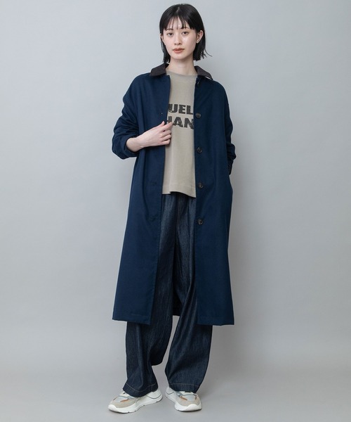 Munich(ミューニック)の「【軽量】【保温性】【吸水・速乾性】梳毛調合繊×コーデュロイ×octaステンカラーコート(ステンカラーコート・レディース・ネイビー/チャコールグレー/グレー・FREE)」の6枚目の写真