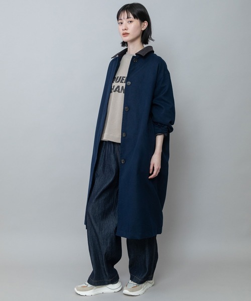 Munich(ミューニック)の「【軽量】【保温性】【吸水・速乾性】梳毛調合繊×コーデュロイ×octaステンカラーコート(ステンカラーコート・レディース・ネイビー/チャコールグレー/グレー・FREE)」の7枚目の写真