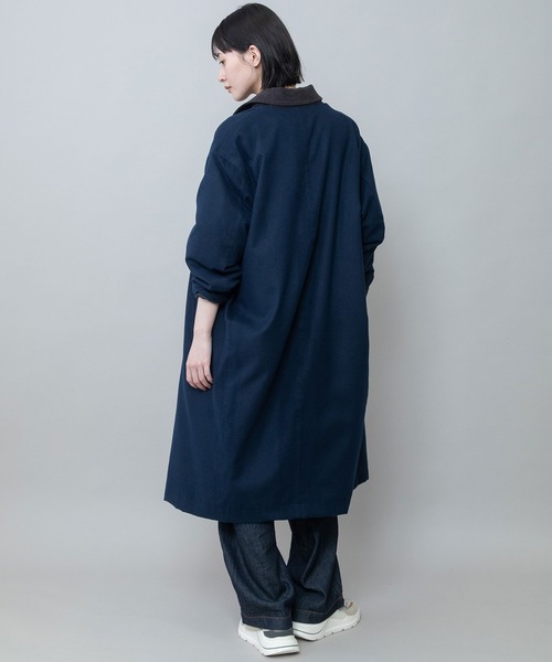 Munich(ミューニック)の「【軽量】【保温性】【吸水・速乾性】梳毛調合繊×コーデュロイ×octaステンカラーコート(ステンカラーコート・レディース・ネイビー/チャコールグレー/グレー・FREE)」の8枚目の写真