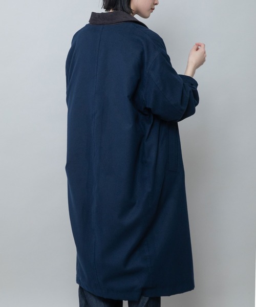 Munich(ミューニック)の「【軽量】【保温性】【吸水・速乾性】梳毛調合繊×コーデュロイ×octaステンカラーコート(ステンカラーコート・レディース・ネイビー/チャコールグレー/グレー・FREE)」の9枚目の写真