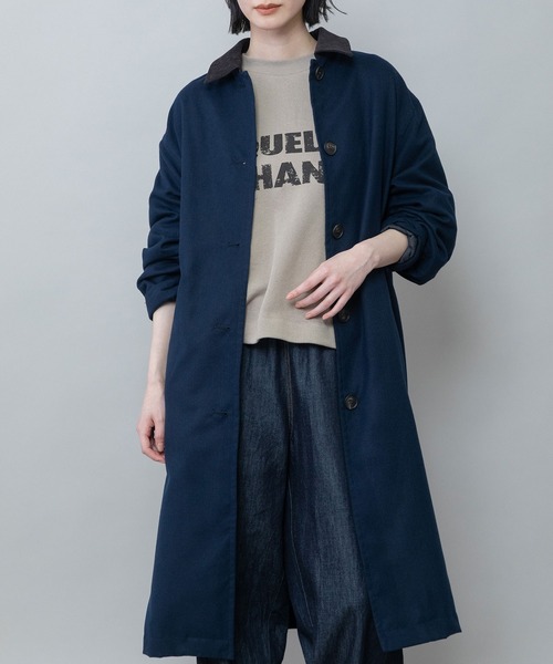 Munich(ミューニック)の「【軽量】【保温性】【吸水・速乾性】梳毛調合繊×コーデュロイ×octaステンカラーコート(ステンカラーコート・レディース・ネイビー/チャコールグレー/グレー・FREE)」の11枚目の写真