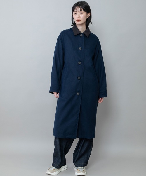 Munich(ミューニック)の「【軽量】【保温性】【吸水・速乾性】梳毛調合繊×コーデュロイ×octaステンカラーコート(ステンカラーコート・レディース・ネイビー/チャコールグレー/グレー・FREE)」の15枚目の写真