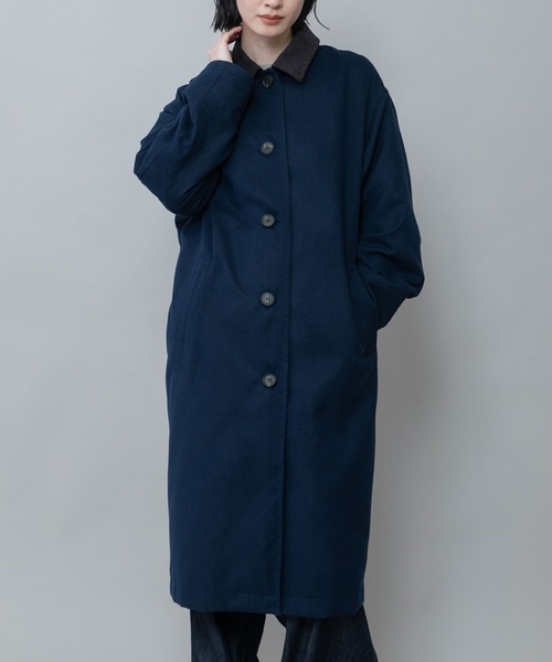 Munich(ミューニック)の「【軽量】【保温性】【吸水・速乾性】梳毛調合繊×コーデュロイ×octaステンカラーコート(ステンカラーコート・レディース・ネイビー/チャコールグレー/グレー・FREE)」の16枚目の写真
