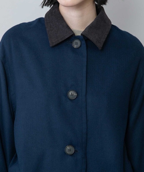 Munich(ミューニック)の「【軽量】【保温性】【吸水・速乾性】梳毛調合繊×コーデュロイ×octaステンカラーコート(ステンカラーコート・レディース・ネイビー/チャコールグレー/グレー・FREE)」の17枚目の写真