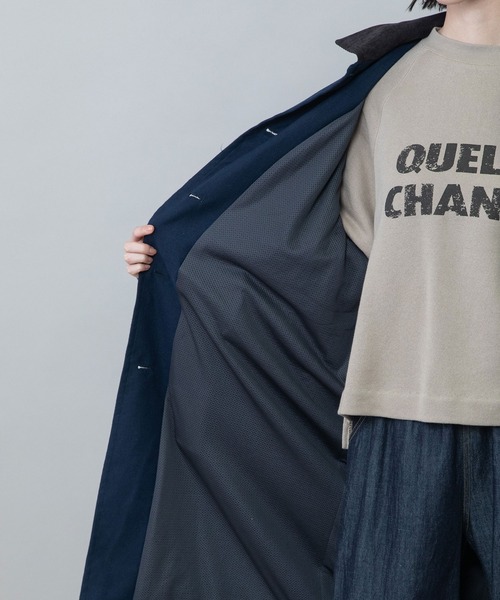 Munich(ミューニック)の「【軽量】【保温性】【吸水・速乾性】梳毛調合繊×コーデュロイ×octaステンカラーコート(ステンカラーコート・レディース・ネイビー/チャコールグレー/グレー・FREE)」の21枚目の写真