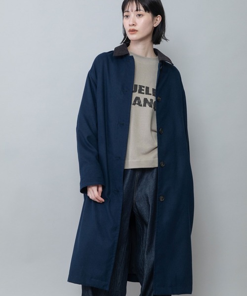 Munich(ミューニック)の「【軽量】【保温性】【吸水・速乾性】梳毛調合繊×コーデュロイ×octaステンカラーコート(ステンカラーコート・レディース・ネイビー/チャコールグレー/グレー・FREE)」の14枚目の写真