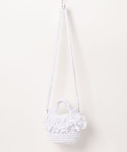 HOOK（フック）の「2WAY フリフリ手編み巾着ハンドバッグ /ショルダーバッグ（ハンドバッグ・レディース・グリーン/ブラウン/グレー/ホワイト/ベージュ/ブラック・FREE）」の2枚目の写真