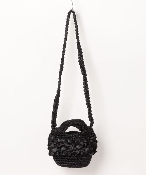 HOOK（フック）の「2WAY フリフリ手編み巾着ハンドバッグ /ショルダーバッグ（ハンドバッグ・レディース・グリーン/ブラウン/グレー/ホワイト/ベージュ/ブラック・FREE）」の10枚目の写真