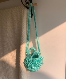 HOOK（フック）の「2WAY フリフリ手編み巾着ハンドバッグ /ショルダーバッグ（ハンドバッグ）」