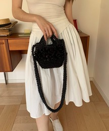 HOOK（フック）の「2WAY フリフリ手編み巾着ハンドバッグ /ショルダーバッグ（ハンドバッグ）」