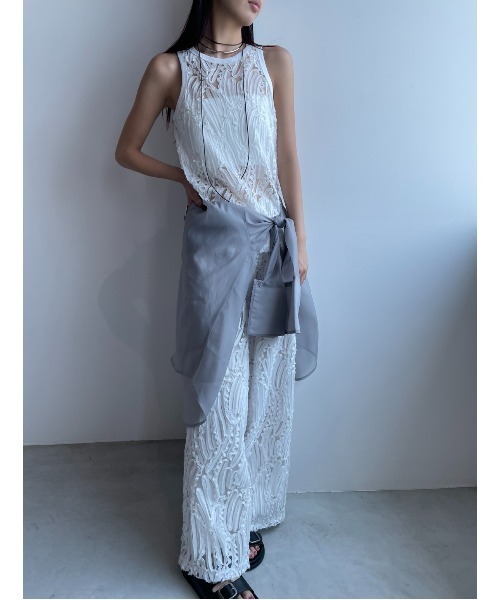 AIC.(エーアイシー)の「チュールレースイージーパンツ/セットアップ可能(その他パンツ・レディース・オフホワイト/ブラック・FREE)」の12枚目の写真