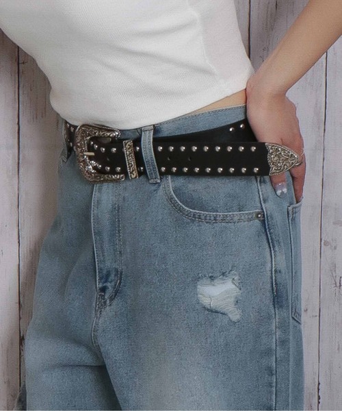 GORGE（ゴージ）の「《シルバーバックル×スタッズ》レディース 太ベルト ハード ロック風 オールシーズン（ベルト・レディース・ブラック/ダークブラウン/レオパード・F）」の11枚目の写真