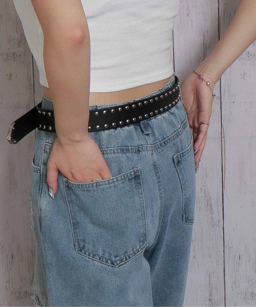 GORGE（ゴージ）の「《シルバーバックル×スタッズ》レディース 太ベルト ハード ロック風 オールシーズン（ベルト・レディース・ブラック/ダークブラウン/レオパード・F）」の10枚目の写真