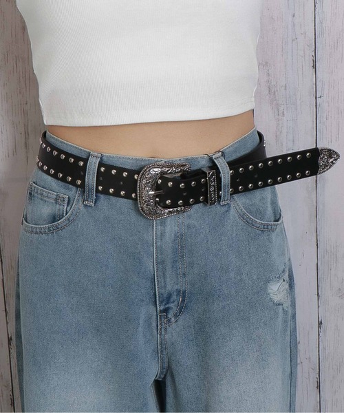GORGE（ゴージ）の「《シルバーバックル×スタッズ》レディース 太ベルト ハード ロック風 オールシーズン（ベルト・レディース・ブラック/ダークブラウン/レオパード・F）」の8枚目の写真
