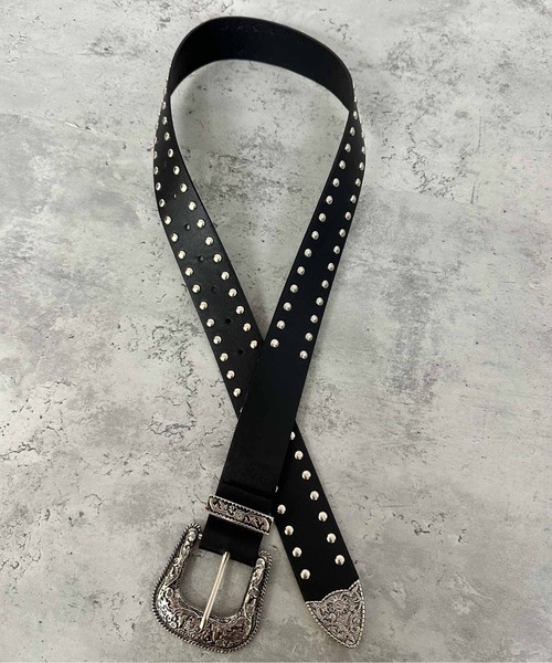 GORGE（ゴージ）の「《シルバーバックル×スタッズ》レディース 太ベルト ハード ロック風 オールシーズン（ベルト・レディース・ブラック/ダークブラウン/レオパード・F）」の5枚目の写真