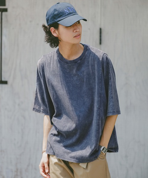 RAGEBLUE（レイジブルー）の「ドルマンスリーブ/ピグメント加工Tシャツ（Tシャツ/カットソー・メンズ・グレー系その他/その他19/ネイビー/パープル・MEDIUM/LARGE）」の2枚目の写真