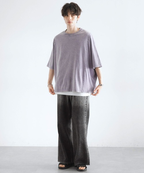 RAGEBLUE（レイジブルー）の「ドルマンスリーブ/ピグメント加工Tシャツ（Tシャツ/カットソー・メンズ・グレー系その他/その他19/ネイビー/パープル・MEDIUM/LARGE）」の10枚目の写真