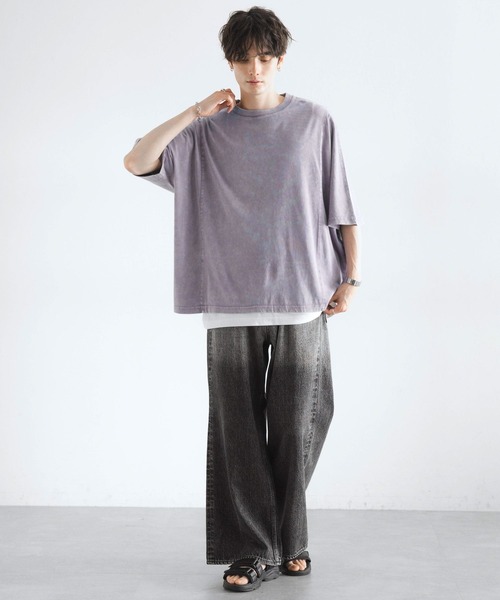 RAGEBLUE（レイジブルー）の「ドルマンスリーブ/ピグメント加工Tシャツ（Tシャツ/カットソー・メンズ・グレー系その他/その他19/ネイビー/パープル・MEDIUM/LARGE）」の11枚目の写真