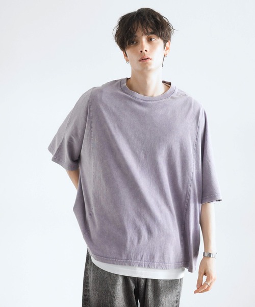 RAGEBLUE（レイジブルー）の「ドルマンスリーブ/ピグメント加工Tシャツ（Tシャツ/カットソー・メンズ・グレー系その他/その他19/ネイビー/パープル・MEDIUM/LARGE）」の12枚目の写真