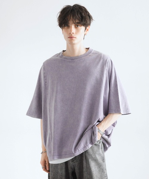 RAGEBLUE（レイジブルー）の「ドルマンスリーブ/ピグメント加工Tシャツ（Tシャツ/カットソー・メンズ・グレー系その他/その他19/ネイビー/パープル・MEDIUM/LARGE）」の13枚目の写真