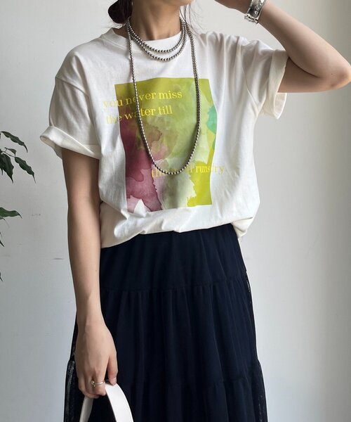 DouDou(ドゥドゥ)の「【WEB限定】ロゴペイントTEE(Tシャツ/カットソー・レディース・ブラック/オフホワイト・FREE)」の11枚目の写真