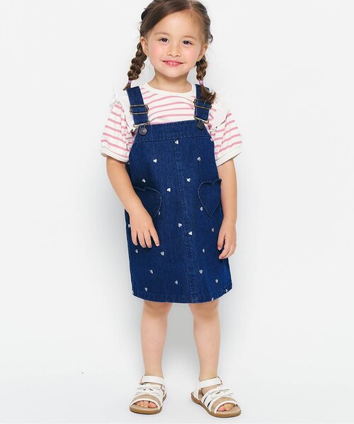 セール】【リンク/ジュニア対応】さくらんぼ・ハート刺繍ジャンスカ