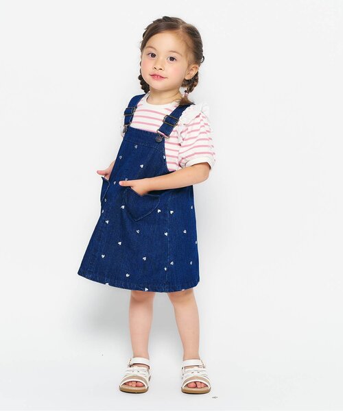 セール】【リンク/ジュニア対応】さくらんぼ・ハート刺繍ジャンスカ