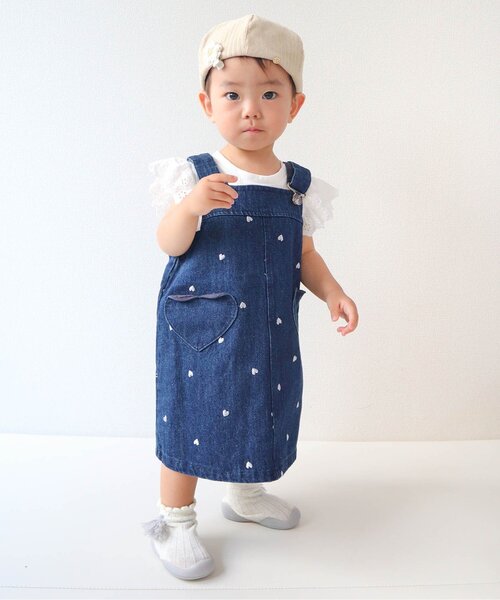 セール】【リンク/ジュニア対応】さくらんぼ・ハート刺繍ジャンスカ