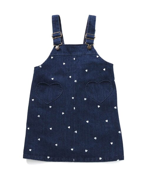 apres les cours（アプレレクール）の「【リンク/ジュニア対応】さくらんぼ・ハート刺繍ジャンスカ（ジャンパースカート・キッズ・アイボリー/インディゴブルー・100/80/140/130/120/110/90）」の11枚目の写真