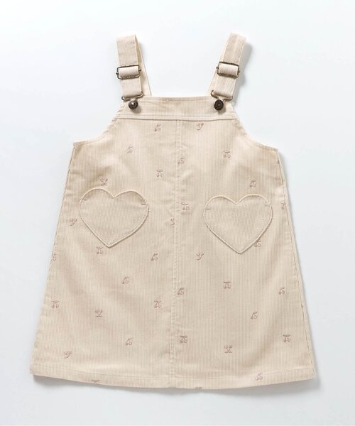 apres les cours（アプレレクール）の「【リンク/ジュニア対応】さくらんぼ・ハート刺繍ジャンスカ（ジャンパースカート・キッズ・アイボリー/インディゴブルー・100/80/140/130/120/110/90）」の16枚目の写真