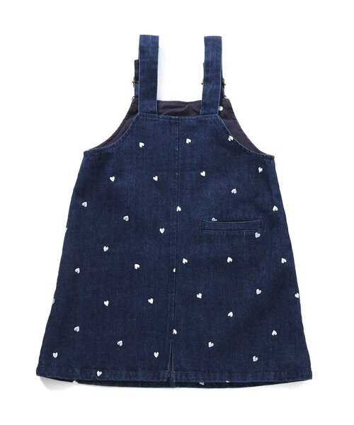 apres les cours（アプレレクール）の「【リンク/ジュニア対応】さくらんぼ・ハート刺繍ジャンスカ（ジャンパースカート・キッズ・アイボリー/インディゴブルー・100/80/140/130/120/110/90）」の17枚目の写真