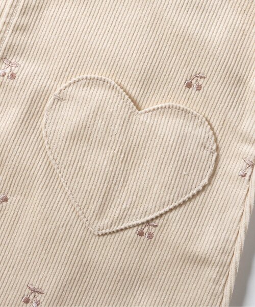 apres les cours（アプレレクール）の「【リンク/ジュニア対応】さくらんぼ・ハート刺繍ジャンスカ（ジャンパースカート・キッズ・アイボリー/インディゴブルー・100/80/140/130/120/110/90）」の22枚目の写真