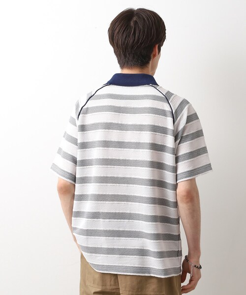 THE SHOP TK （ザ ショップ ティーケー ）の「変形ボーダーポロシャツ【洗濯機OK】（Tシャツ/カットソー・メンズ・カーキ系2/ネイビー系2/モスグリーン系2・02/03/04）」の9枚目の写真
