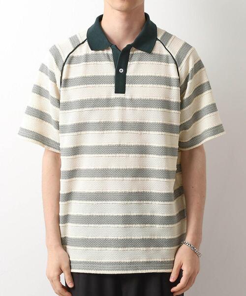 THE SHOP TK （ザ ショップ ティーケー ）の「変形ボーダーポロシャツ【洗濯機OK】（Tシャツ/カットソー・メンズ・カーキ系2/ネイビー系2/モスグリーン系2・02/03/04）」の16枚目の写真