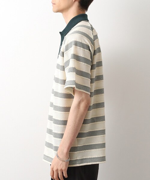 THE SHOP TK （ザ ショップ ティーケー ）の「変形ボーダーポロシャツ【洗濯機OK】（Tシャツ/カットソー・メンズ・カーキ系2/ネイビー系2/モスグリーン系2・02/03/04）」の17枚目の写真