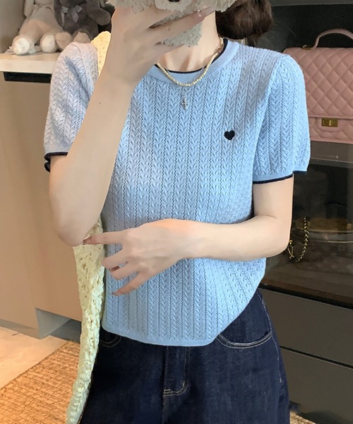 お値下げ　タグ付き新品　リネン100% ピンク 半袖ニット S トゥモローランド ニット セーター 「XSからXLまで5サイズ展開」クルーネック半袖