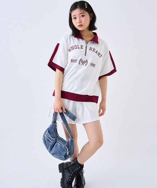 LOVETOXIC(ラブトキシック)の「【LTXC】バイカラージップ セットアップ(セットアップ・キッズ・ホワイト系その他/オフホワイト/ブラック・S:140cm/L:160cm/M:150cm/130cm)」の6枚目の写真