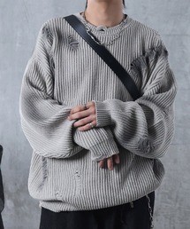 ダメージ スプレー加工 ニット プルオーバー ユニセックス