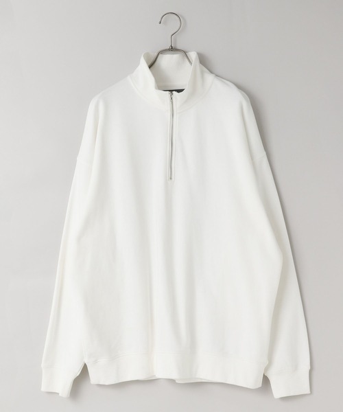 LOWRYS FARM（ローリーズファーム）の「【LFM(U)】ウラケハーフＺＩＰプルオーバー　593405（スウェット・メンズ・ホワイト/チャコールグレー・MEDIUM/LARGE）」の4枚目の写真