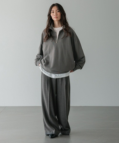 LOWRYS FARM（ローリーズファーム）の「【LFM(U)】ウラケハーフＺＩＰプルオーバー　593405（スウェット・メンズ・ホワイト/チャコールグレー・MEDIUM/LARGE）」の15枚目の写真