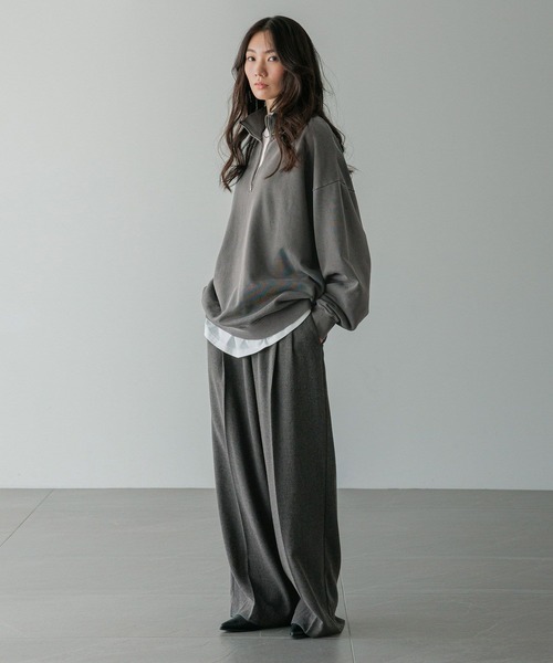 LOWRYS FARM（ローリーズファーム）の「【LFM(U)】ウラケハーフＺＩＰプルオーバー　593405（スウェット・メンズ・ホワイト/チャコールグレー・MEDIUM/LARGE）」の16枚目の写真