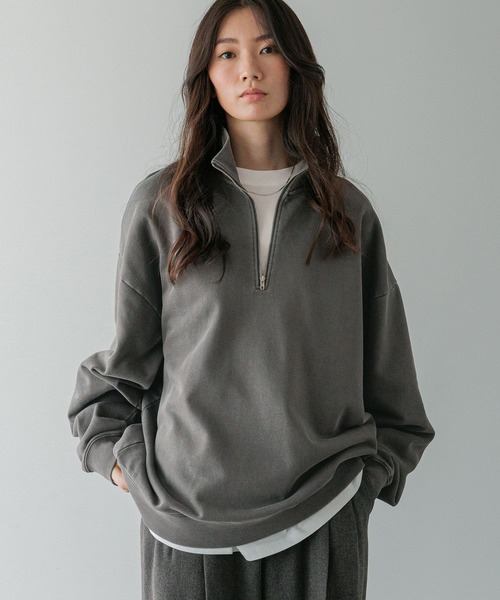 LOWRYS FARM（ローリーズファーム）の「【LFM(U)】ウラケハーフＺＩＰプルオーバー　593405（スウェット・メンズ・ホワイト/チャコールグレー・MEDIUM/LARGE）」の17枚目の写真