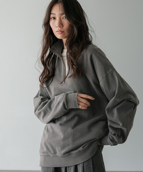 LOWRYS FARM（ローリーズファーム）の「【LFM(U)】ウラケハーフＺＩＰプルオーバー　593405（スウェット・メンズ・ホワイト/チャコールグレー・MEDIUM/LARGE）」の18枚目の写真