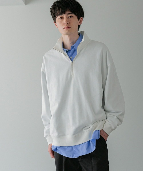 LOWRYS FARM（ローリーズファーム）の「【LFM(U)】ウラケハーフＺＩＰプルオーバー　593405（スウェット・メンズ・ホワイト/チャコールグレー・MEDIUM/LARGE）」の12枚目の写真