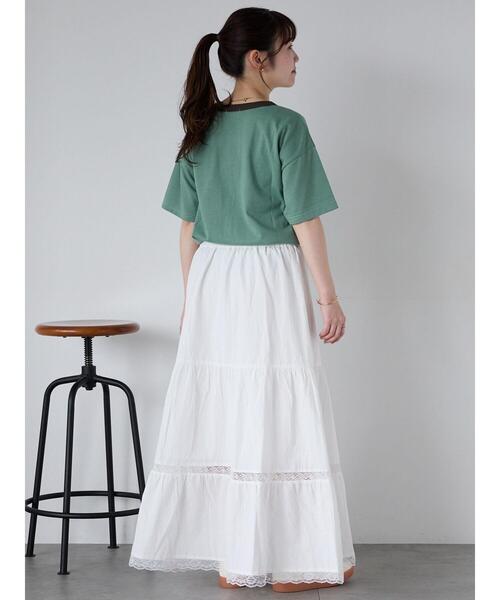 ehka sopo（エヘカソポ）の「わんこプリントリンガーTシャツ（Tシャツ/カットソー・レディース・グリーン/サックスブルー/オフホワイト/チャコールグレー・F）」の7枚目の写真