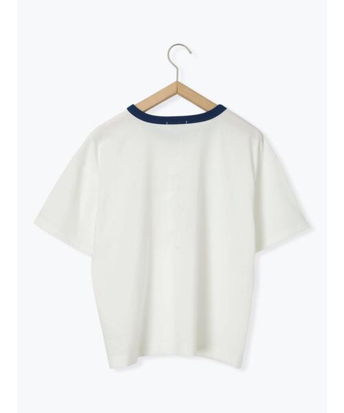 ehka sopo（エヘカソポ）の「わんこプリントリンガーTシャツ（Tシャツ/カットソー・レディース・グリーン/サックスブルー/オフホワイト/チャコールグレー・F）」の15枚目の写真